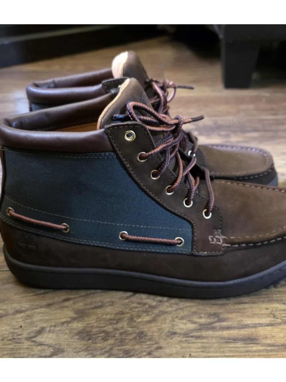 VINTAGE Timberland 7 EYE Brown Leather Moc Toe Hiking Boots